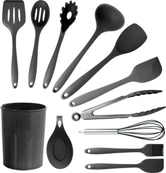 MegaChef Silicone Cooking Utensils, Set of 12 in Black at Nordstrom