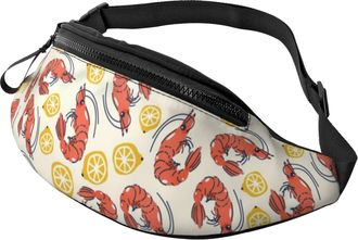 Generic Lemon Shrimp Belt Bag Bum Bags Unisex Bumbags For Hiking Travel Cycling 14X35Cm