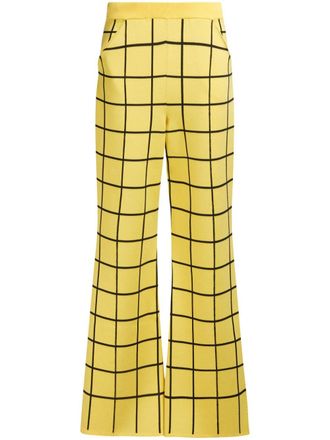 Marni checked flared trousers - men - Polyamide/Viscose/Polyester - 46 - Yellow