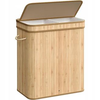 OEM Cesta De Bamb&uacute; Para La Ropa Interior Y Juguetes, Contenedor De Dos Compartimentos Con Tapa