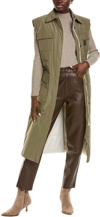 Brunello Cucinelli Olive Sleeveless Long Utility Vest, Brand Size 42 (US Size 8)