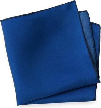 Paul Fredrick Solid Silk Pocket Square in Blue at Nordstrom