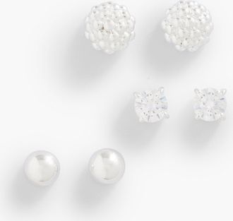 Talbots Sterling Silver Ball Cluster Stud Earring Set - 001 Talbots
