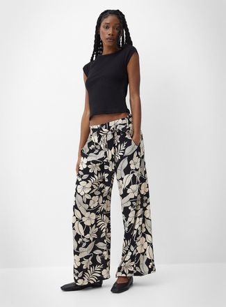 Icone Womens Tie ribbons printed wide-leg pant