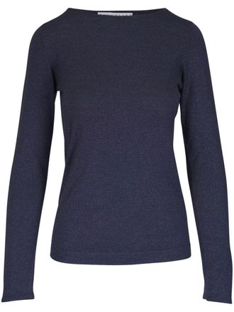 Brunello Cucinelli Brunello Cucinelli Womens Cashmere Boat Neck Sweater - Dark Blue - Size Small