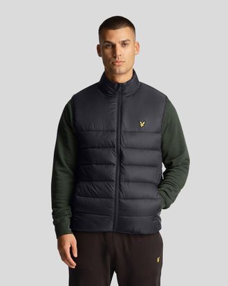 Lyle & Scott Mens Wadded Gilet - Black Nylon - Size X-Large