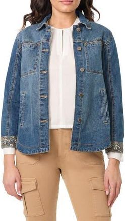 Curve Appeal Denim Shirt Jacket in Ocean Liberty Floral at Nordstrom Rack, Size X-Large