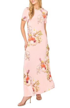 Ted Baker Theresa Floral T-Shirt Maxi Dress in Cloud Pink at Nordstrom, Size X-Small