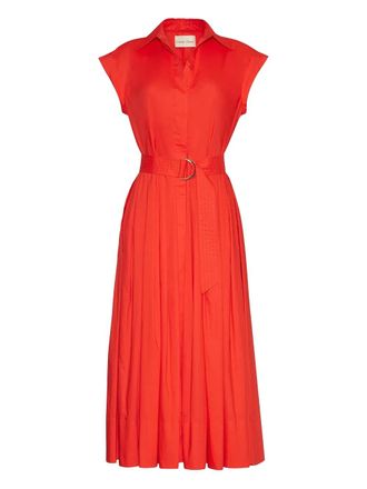 Cara Cara belted pleated midi day dress - women - Cotton - 00 - Red