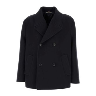 Valentino Garavani Double-Breasted Coats, male, Blue, Size: L Giubbino