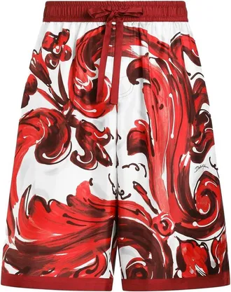Dolce & Gabbana Vanity Bermuda Shorts In Majolica-print Silk Twill