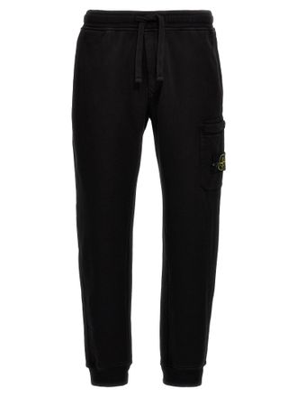 Stone Island Logo Badge Joggers Pantaloni Nero-Uomo