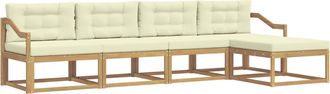 vidaXL Conjunto De Sof&aacute;s De Exterior 4 Uds. Blanco Y Crema Poli&eacute;ster Vidaxl