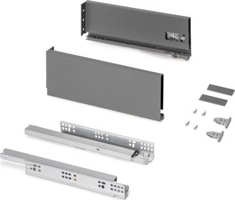 Emuca Emuca - Caj&oacute;n Exterior Protone 30kg Con Gu&iacute;as De Extracci&oacute;n Total Y Cierre Suave, Altura 131mm, Profundidad 350mm, Acero, Gris Antracita