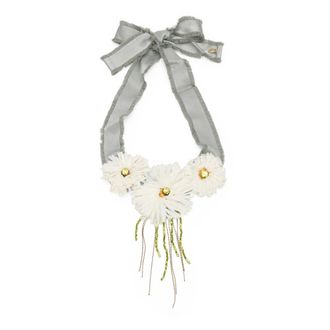 Red Valentino Necklaces, female, Gray, Size: ONE SIZE Elegant Necklace with Shimmering White Flowers
