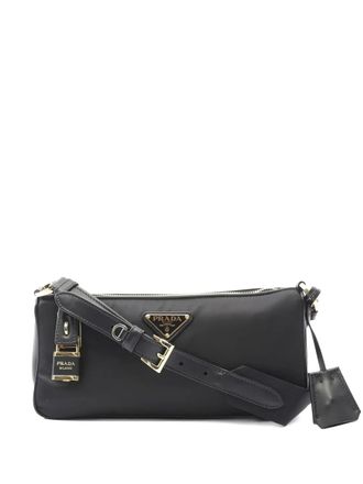 Prada 2020s logo-plaque crossbody bag - women - Nylon/Leather - One Size - Black