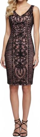Sue Wong Sleeveless Embroidered Swirl Party Dress In Black Rose