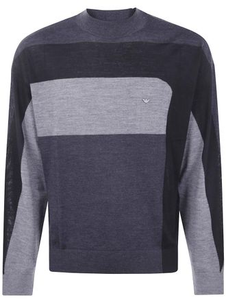 Emporio Armani Round Neck Tricolor Sweater Clothing