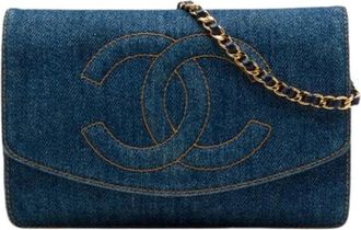 Chanel Pre-owned Vintage Denim Crossbody Bag - Dames - Vintage Schoudertas - Blauw - ONE Size - Denim - Vintage