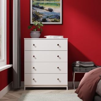 Lewis's Yarmouth 4 Drawer Chest in White & White Matt - Ready Assembled - Lewiss Home | TJ Hughes