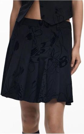 Desigual Zwarte Dames Rok Flock Design - Dames - Korte rokken - Zwart - XS - Rokken