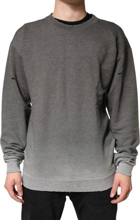 Dolce & Gabbana Gray Cotton Crew Neck Men Sweatshirt Sweater Clothing