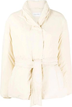 Calvin Klein Down Wrap Puffer Jas - Dames - Winterjassen - Beige - XS - Nylon - Jassen