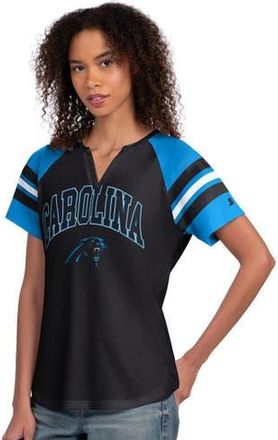 Starter Womens Starter Black Carolina Panthers Game On Notch Neck Raglan T-Shirt at Nordstrom, Size Xx-Large