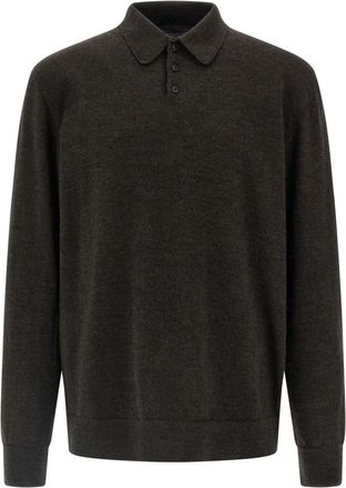 Maison Margiela Wollen poloshirt - Heren - Ronde hals truien - Bruin - L - Wol - Truien & Vesten