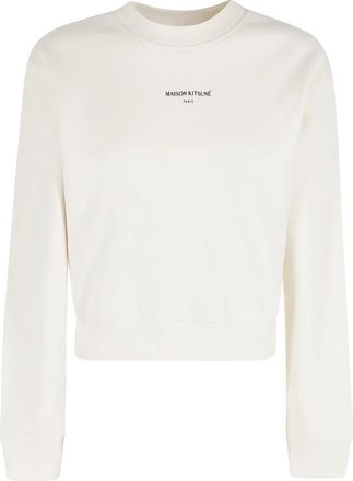 Maison Kitsun&eacute; Cropped Sweatshirt - Dames - Sweatshirts - Beige - XS - Hoodies & sweatvesten