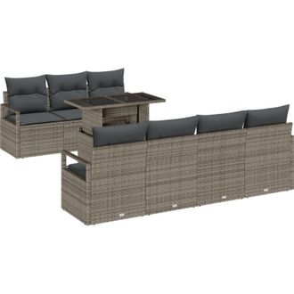 vidaXL Conjunto De Sof&aacute; De Jard&iacute;n 8 Pcs Gris Polirat&aacute;n Vidaxl
