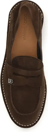 Dolce & Gabbana Mens Loafers Suede Brown Upper: Calf Leather Sandal
