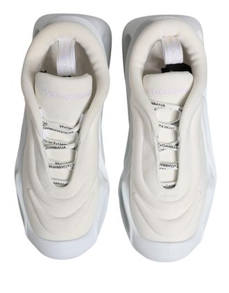 Dolce & Gabbana Womens White Slip On Wave Low Top Sneakers Shoes Polyester Viscose