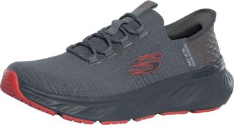 Skechers Mens Edgeride Raygo Slip-On Sneakers, Charcoal Knit/Red Trim, 8.5 UK