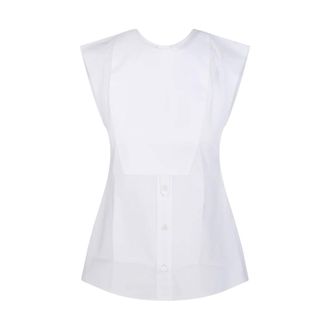 Victoria Beckham Sleeveless Tops, female, White, S, Sleeveless Bib Detail Top