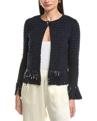 Oscar De La Renta Oscar De La Renta Tweed Fringe Wool-Blend Jacket