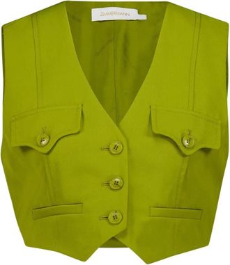 Zimmermann Luna Wol Gilet - Dames - Gillet - Groen - S - Wol - Kostuums