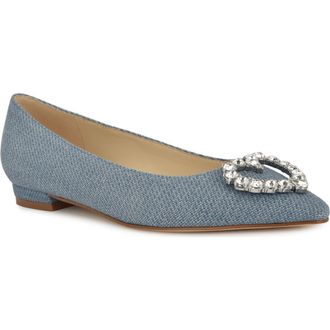 Nine West Hearts Rhinestone Flat in Medium Blue 420 at Nordstrom Rack, Size 8.5