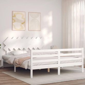 Berkfield Home Beautiful Bed Frame with Headboard White 160x200 cm Solid Wood