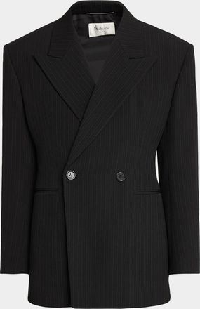 Saint Laurent Men & apos;s Chalk Stripe Wool Double-Breasted Sport Coat