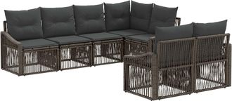 vidaXL Conjunto De Sof&aacute;s De Jard&iacute;n 7 Uds. 7-n&uacute;mero De Plazas Gris Vidaxl