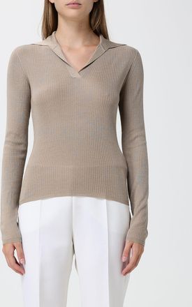 Max Mara Polo in maglia in seta e cashmere a coste con scollo a V e vestibilit&agrave; slim