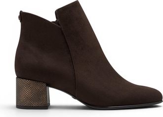 Tamaris Tamaris Womens Brown Faux Heeled Ankle Boots - 25354-43 - Dark Brown Textile - Size EU 36
