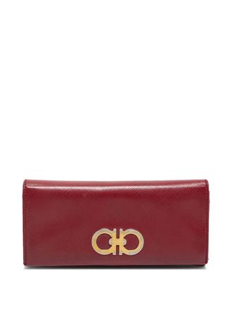 Ferragamo logo-plaque leather chain wallet - Red