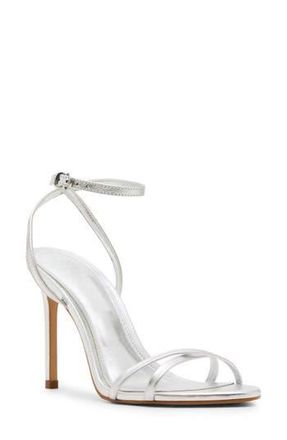 Steve Madden Ankle Strap Stiletto Sandal in Silver Leather at Nordstrom Rack, Size 7.5