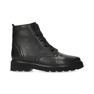 Mephisto Ergonomische brede pasvorm enkellaars - Zwart - Dames - Veterlaarzen - Zwart - 36 EU - Leer - Schoenen