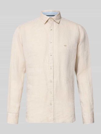 Fynch-Hatton Fynch-Hatton Slim Fit Leinenhemd mit Haifischkragen in Beige, Gr&ouml;&szlig;e 3XL