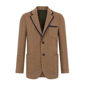Brooks Brothers Blazer a spina di pesce - - Jackets - Uomo - Marrone - 3XL