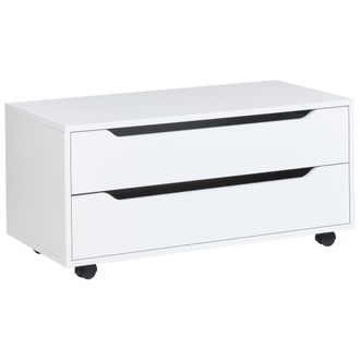 Beliani Mueble De Ba&ntilde;o De Mdp Material Sint&eacute;tico Ruedas 2 Cajones Almacenaje De Ba&ntilde;o Blanco Osasco