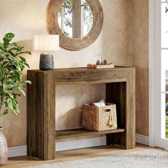 Tribesigns Tribesigns 41.3 Farmhouse Console Table, 2-Tier Sofa Entryway Table with Storage, Narrow Wooden Behind Couch for Living Room, Hallway, Foyer